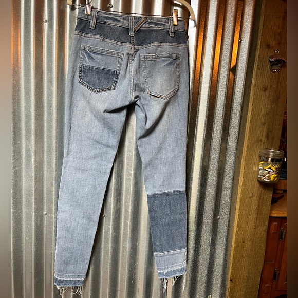 Free People Patchwork Frayed Hem Skinny Jeans - Picture 6 of 8